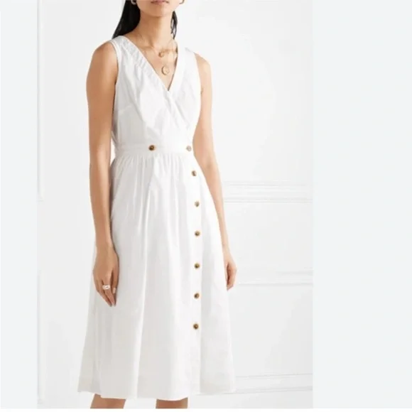 Women's J.Crew Sleeveless A-Line Poplin Dress White Size 8 - Picture 2 of 9
